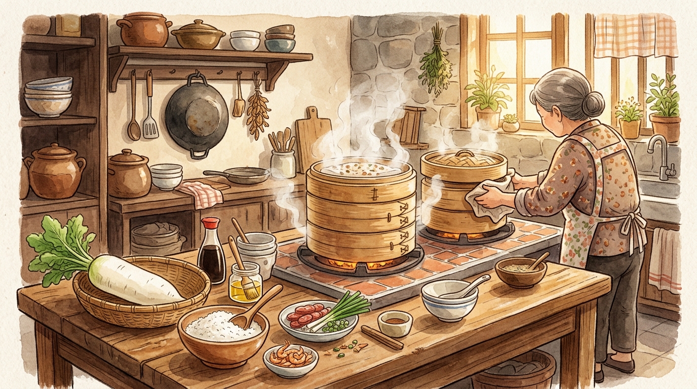 粿董蘿蔔糕 — 溫馨手作廚房場景